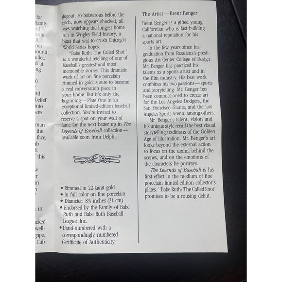 DELPHI BABE RUTH THE CALLED SHOT LARGE 8" PLATE BRADFORD EXCHANGE - Picture 6 of 7